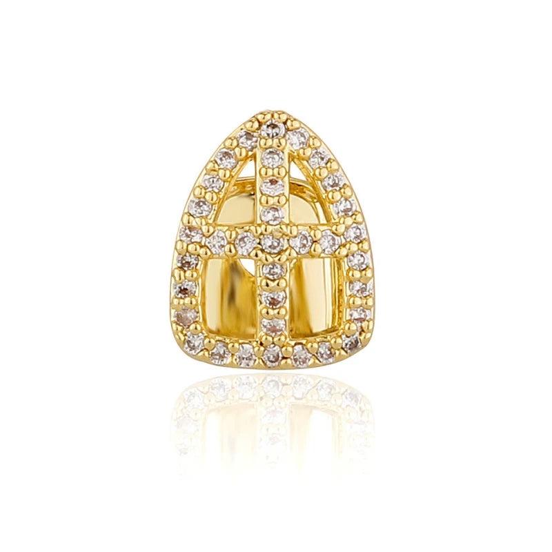 Crystal Tooth Cap Grillz Hip Hop Teeth Brace Women Men Single Cross Piercing
