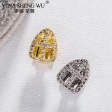 Crystal Tooth Cap Grillz Hip Hop Teeth Brace Women Men Single Cross Piercing
