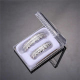 Hip Hop Iced Out Baguette Teeth Grillz Caps Set