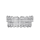 Hip Hop Iced Out Baguette Teeth Grillz Caps Set
