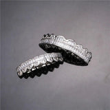 Hip Hop Iced Out Baguette Teeth Grillz Caps Set