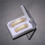 Hip Hop Iced Out Baguette Teeth Grillz Caps Set
