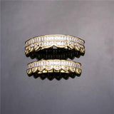 Hip Hop Iced Out Baguette Teeth Grillz Caps Set