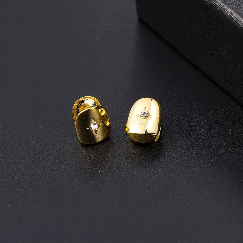Hip Hop Iced CapsTeeth Grillz Plated Cubic Zircon Micro Pave Grills