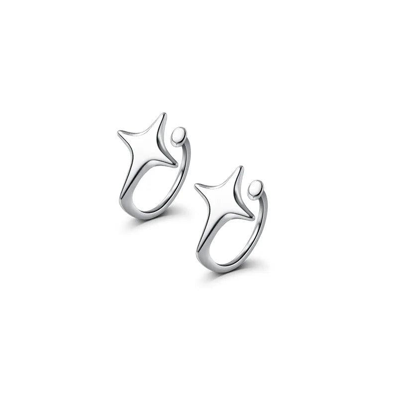 925 Silver Star Ear Clip Earrings Minimalist No Piercing Teen Party Ear Cuff