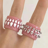 Resin Teeth Brackets Rings for Women Men Open Lover Rings