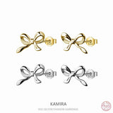 925 Silver Bow Piercing Earrings for Women Sweet Wedding Banquet Jewelry