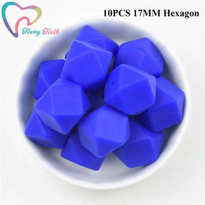 10 PCS Royal Silicone Hexagon Beads 14-17 MM DIY Jewelry Making Infants Teething
