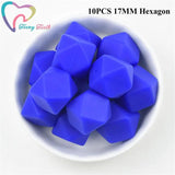 10 PCS Royal Silicone Hexagon Beads 14-17 MM DIY Jewelry Making Infants Teething