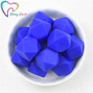 10 PCS Royal Silicone Hexagon Beads 14-17 MM DIY Jewelry Making Infants Teething