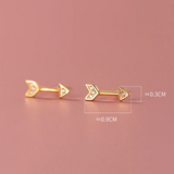 925 Silver Zircon Arrow Stud Earrings Punk Gothic Style
