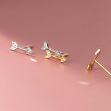 925 Silver Zircon Arrow Stud Earrings Punk Gothic Style