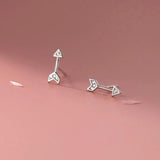 925 Silver Zircon Arrow Stud Earrings Punk Gothic Style