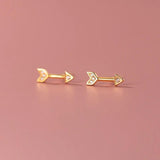 925 Silver Zircon Arrow Stud Earrings Punk Gothic Style