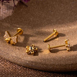 G23 Titanium Body Piercing Jewelry with Zircon Inset for Women