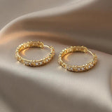 Korea Jewelry 14K Cross Earrings AAA Zircon