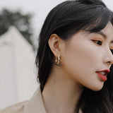 Korea Jewelry 14K Cross Earrings AAA Zircon