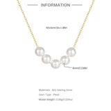 925 Silver Pearl Bead Necklace Women Engagement Jewelry Gift