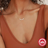 925 Silver Pearl Bead Necklace Women Engagement Jewelry Gift