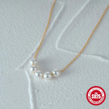 925 Silver Pearl Bead Necklace Women Engagement Jewelry Gift