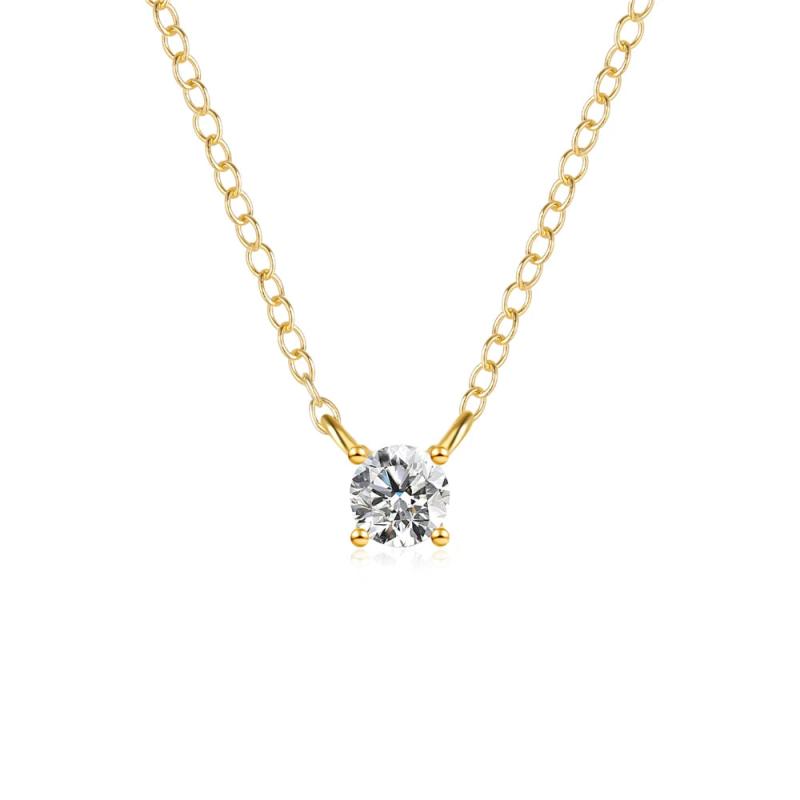 925 Silver Small Round CZ Pendant Necklace 2/2.5/3/3.5/4mm Crystal Chains