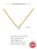 925 Silver Small Round CZ Pendant Necklace 2/2.5/3/3.5/4mm Crystal Chains