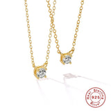 925 Silver Small Round CZ Pendant Necklace 2/2.5/3/3.5/4mm Crystal Chains