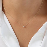 925 Silver Small Round CZ Pendant Necklace 2/2.5/3/3.5/4mm Crystal Chains