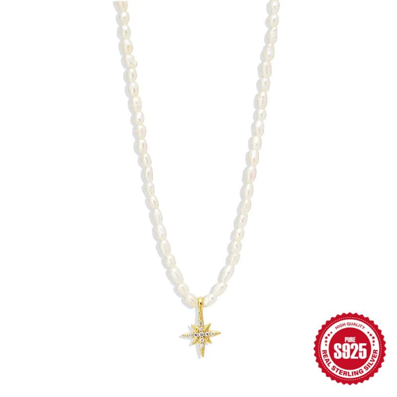 925 Sterling Silver Pearl Choker Necklace for Women