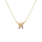 925 Silver CZ Butterfly Pendant Necklaces For Women