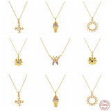 925 Silver CZ Butterfly Pendant Necklaces For Women