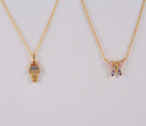 925 Silver CZ Butterfly Pendant Necklaces For Women