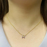 925 Silver CZ Butterfly Pendant Necklaces For Women