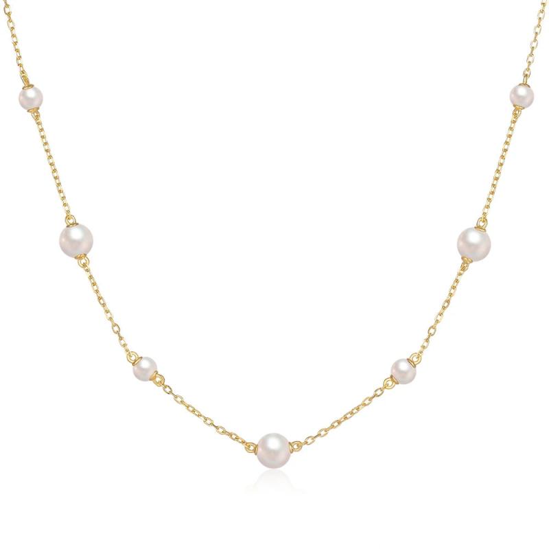 925 Silver Pearl Necklace Women Sexy Jewelry Collier Perle Summer Beach