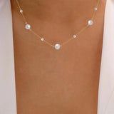 925 Silver Pearl Necklace Women Sexy Jewelry Collier Perle Summer Beach