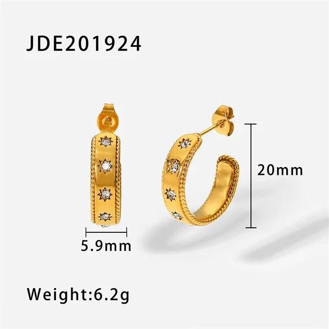 Crystal Zirconia Stainless Steel C Earrings