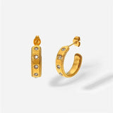 Crystal Zirconia Stainless Steel C Earrings