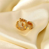 Crystal Zirconia Stainless Steel C Earrings