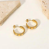 Crystal Zirconia Stainless Steel C Earrings