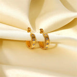 Crystal Zirconia Stainless Steel C Earrings