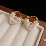 Love Letter V Pearl Earrings 14K Plated