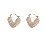 Love Letter V Pearl Earrings 14K Plated