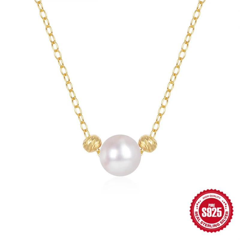 Women's Silver Pearl Pendant Necklace 925 Sterling Daily Wear