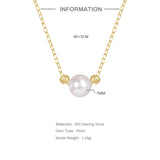 Women's Silver Pearl Pendant Necklace 925 Sterling Daily Wear