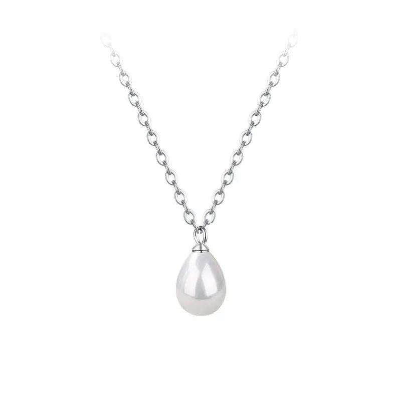 925 Silver Water Drop Pearl Choker Necklace Women Classic Fine Jewelry
