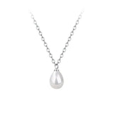 925 Silver Water Drop Pearl Choker Necklace Women Classic Fine Jewelry