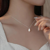 925 Silver Water Drop Pearl Choker Necklace Women Classic Fine Jewelry