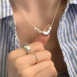 925 Silver Heart Necklace Pearl Engagement Jewelry