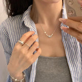 925 Silver Heart Necklace Pearl Engagement Jewelry