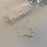 925 Silver Heart Necklace Pearl Engagement Jewelry